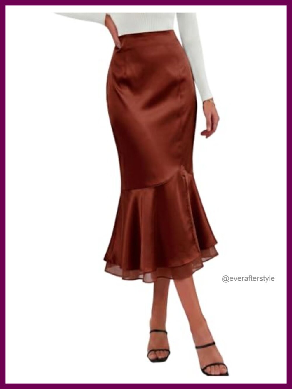 Satin Silk Mermaid Midi Skirt High Waisted Fishtail